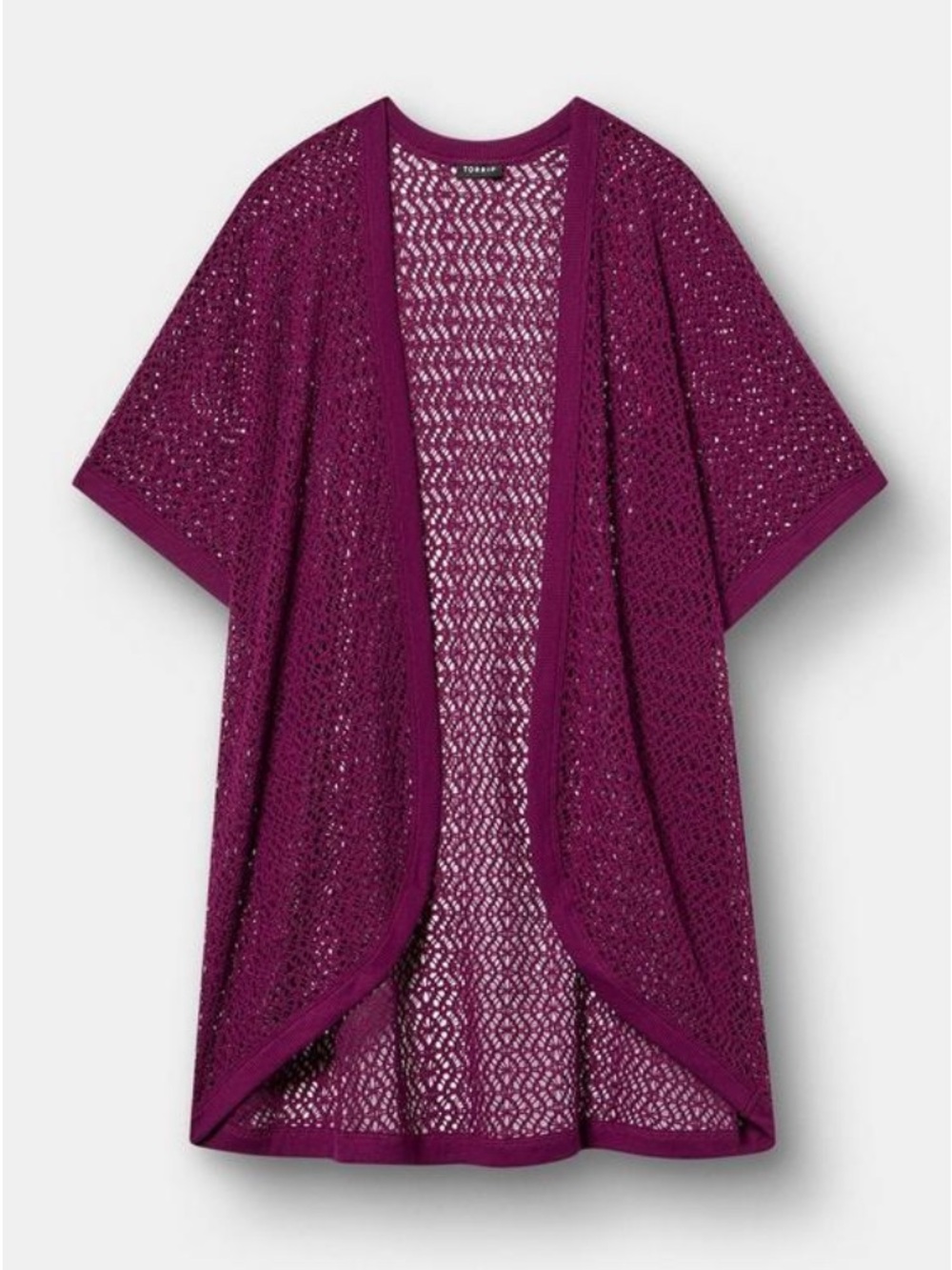 Torrid Crochet Open Front Cocoon Cardigan – Size 00 (US 10) – Plum Caspia – NWT